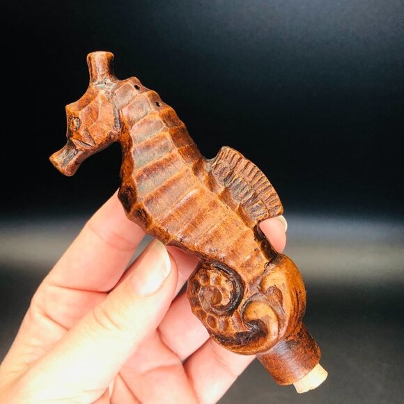 70s Treasure Craft Miami Seahorse Salt Pepper Shaker Stand Set Beach Party - Picture 8 of 10